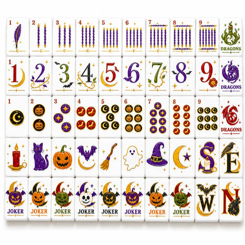 eurekmahjong Halloween Limited Edition Magic Potion Shaker Set - luxury epoxy resin mahjong tiles with holographic bat sequins